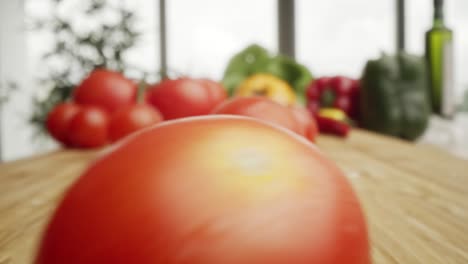 Zoom-out-macro-video-of-tomatoes-getting-out-the-bowl